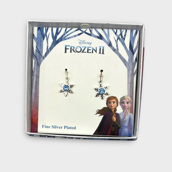 Disney Frozen II Silver and Blue Snowflake Earrings - Picture 1 of 3